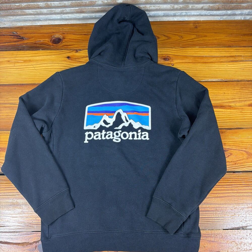 Patagonia Logo Uprisal Hoodie Black Regular Fit Pullover Men's Size Small